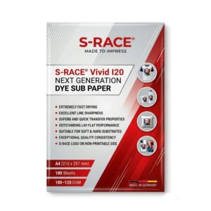 S-RACE A4 Sublimation Paper 120 GSM | Instant Dry Heat Transfer Sublimation Paper for Epson, HP & Canon Inkjet Printers