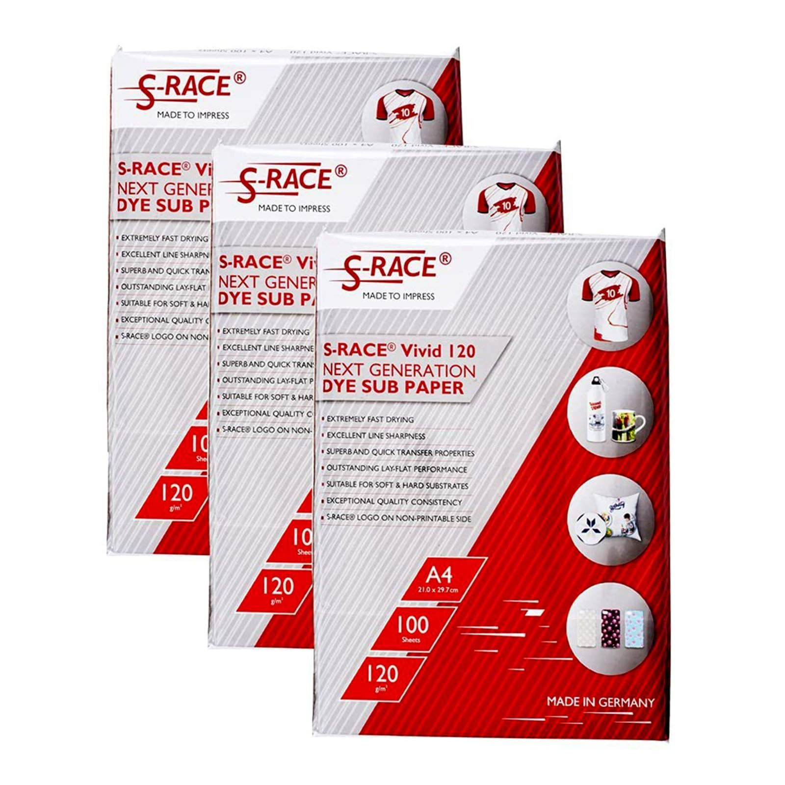S-RACE A4 Sublimation Paper 120 GSM | Instant Dry Heat Transfer Sublimation Paper for Epson, HP & Canon Inkjet Printers - Image 3