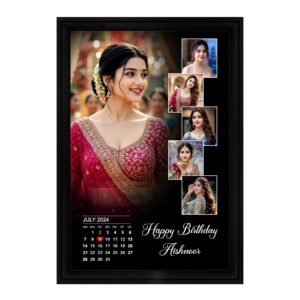 Personalized Photo Frame | Custom 6 Photos Frame with Name, Message & Date | Glossy Waterproof Print with Black Wooden Frame